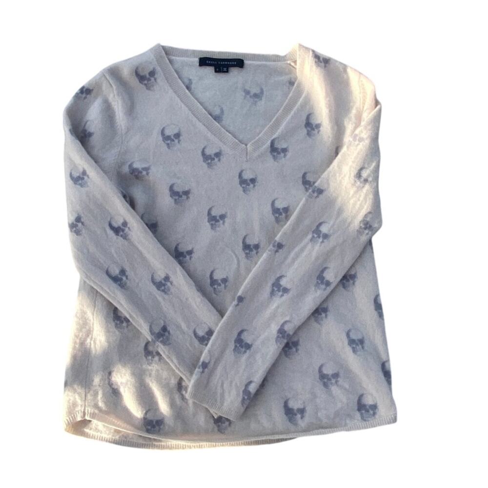 Skull Cashmere Sweater - Cream/Gray - Size L